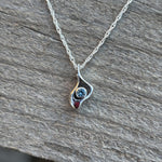 Silver freeform dainty sapphire pendant 