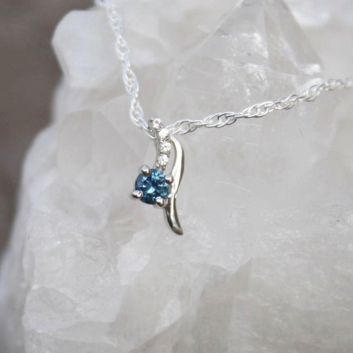 blue montana sapphire gemstone pendant necklace