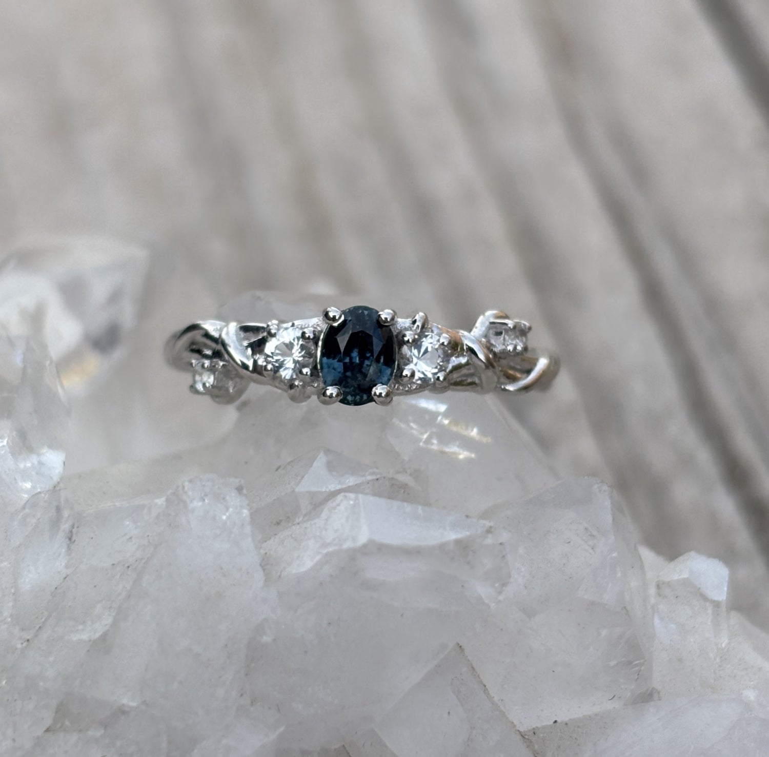 Montana Sapphire Barbwire Inspired Ring