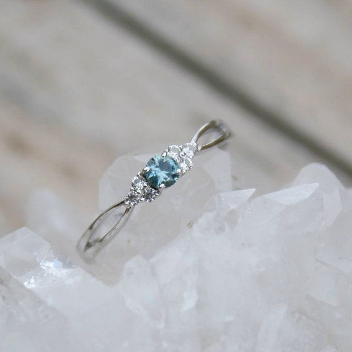 light blue Montana sapphire and diamond ring