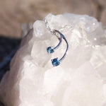 2 differnt sized montana sapphires in a dangle pendant
